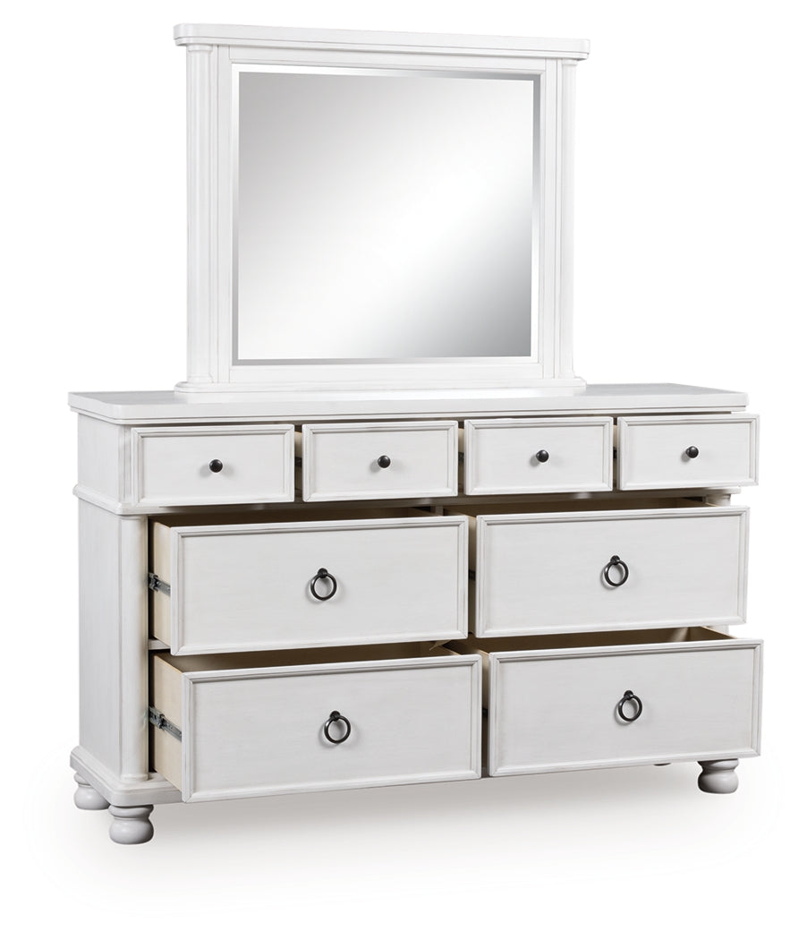 Bradenton Furniture Outlet - Ashley Furniture - Rowlenstown Bedroom - Dresser and Mirror / Antique White - PCB823B1