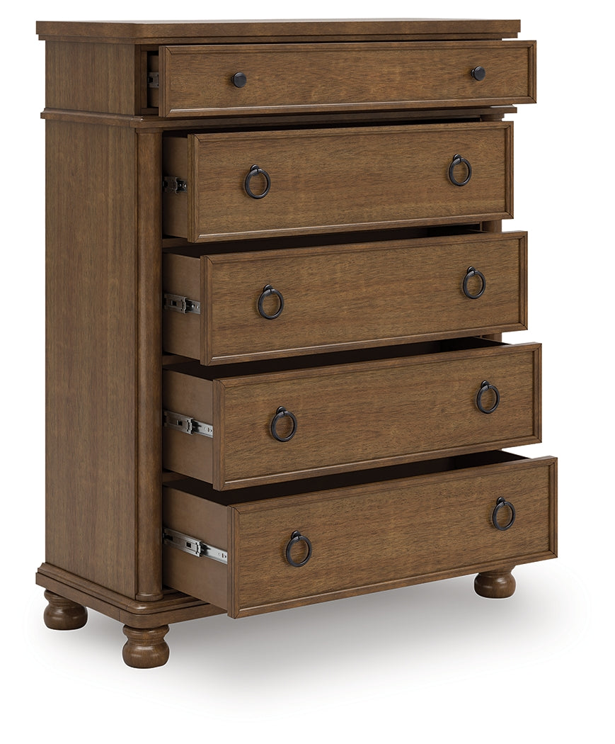 Bradenton Furniture Outlet - Ashley Furniture - Rowlenstown Bedroom - Five Drawer Chest / Brown - PCB824-46