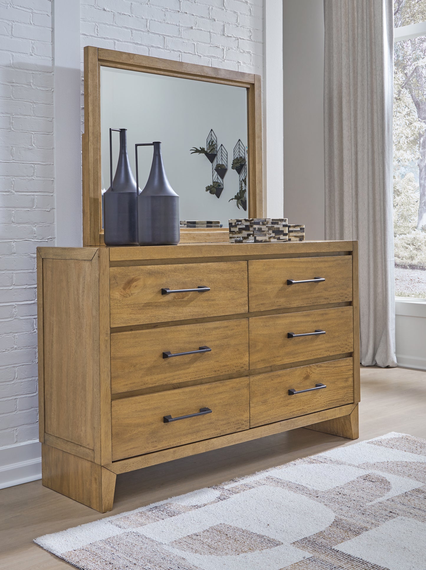 Bradenton Furniture Outlet - Ashley Furniture - Sherbana Bedroom - Dresser and Mirror / Light Brown - B833B1
