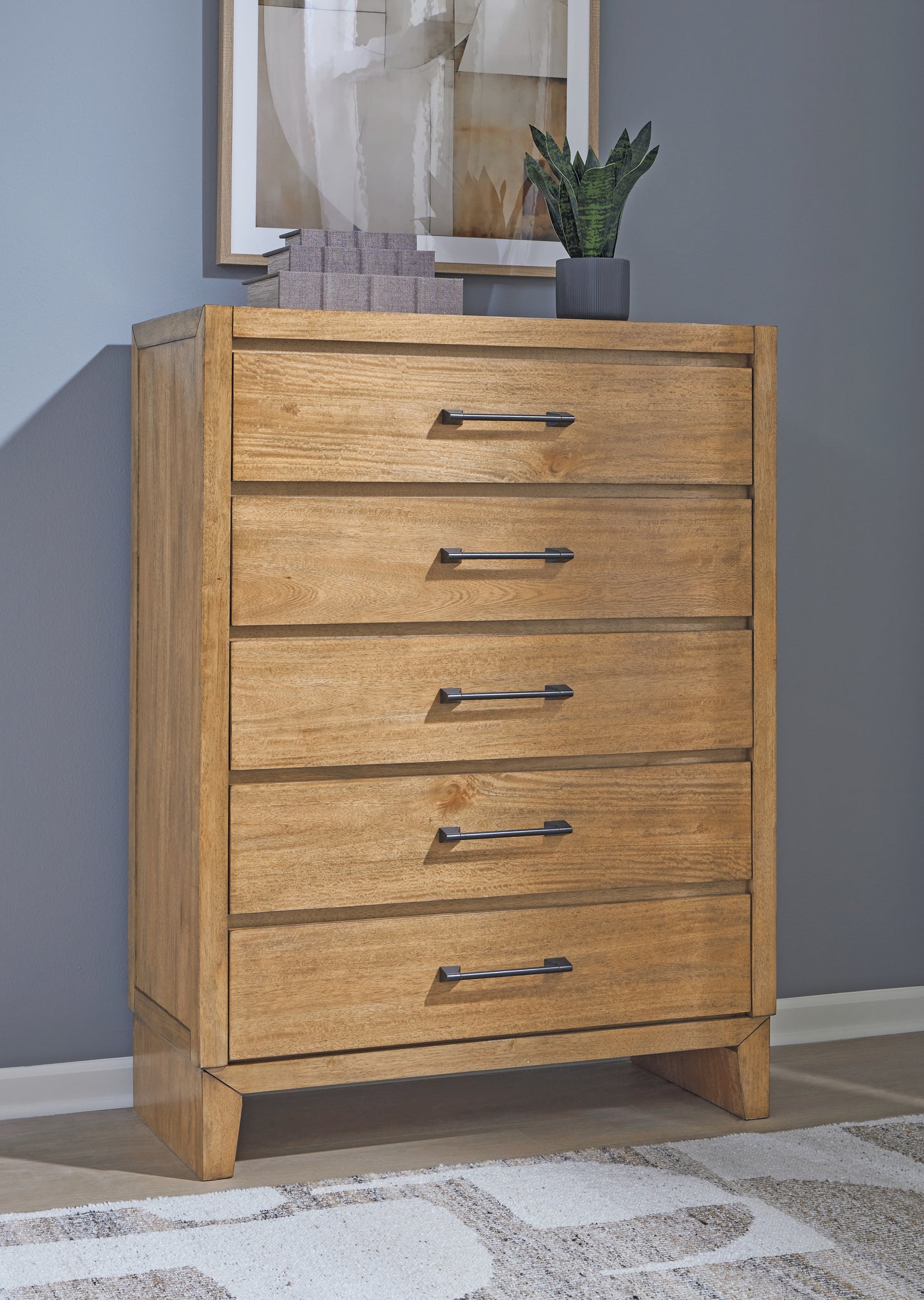 Bradenton Furniture Outlet - Ashley Furniture - Sherbana Bedroom - Five Drawer Chest / Light Brown - B833-46