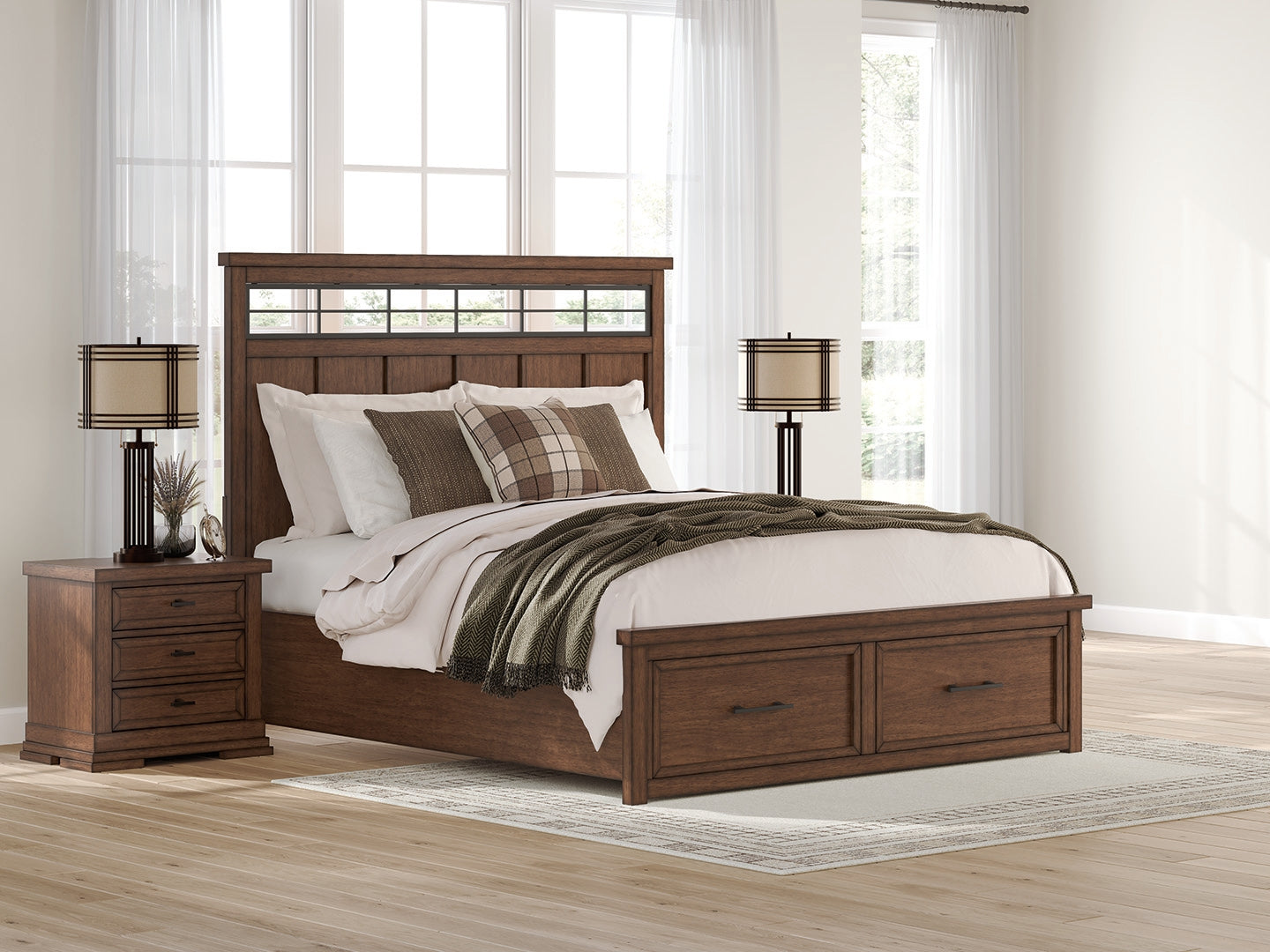 Bradenton Furniture Outlet - Ashley Furniture - Taffenbrook Bedroom - California King Panel Storage Bed / Medium Brown - B849B5