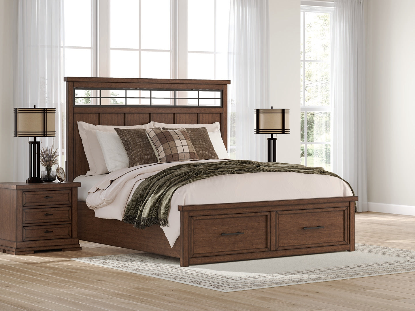 Bradenton Furniture Outlet - Ashley Furniture - Taffenbrook Bedroom - King Panel Storage Bed / Medium Brown - B849B4