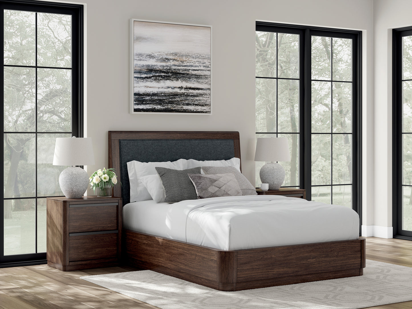 Bradenton Furniture Outlet - Ashley Furniture - Dilenno Bedroom - Queen Upholstered Panel Bed / Dark Brown - PCB857B4