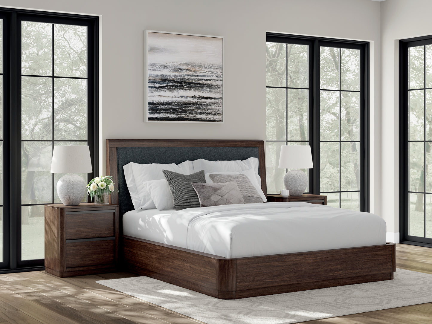 Bradenton Furniture Outlet - Ashley Furniture - Dilenno Bedroom - California King Upholstered Panel Bed / Dark Brown - PCB857B9