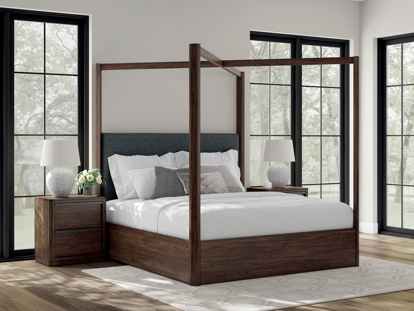 Bradenton Furniture Outlet - Ashley Furniture - Dilenno Bedroom - King Canopy Bed / Dark Brown - PCB857B6