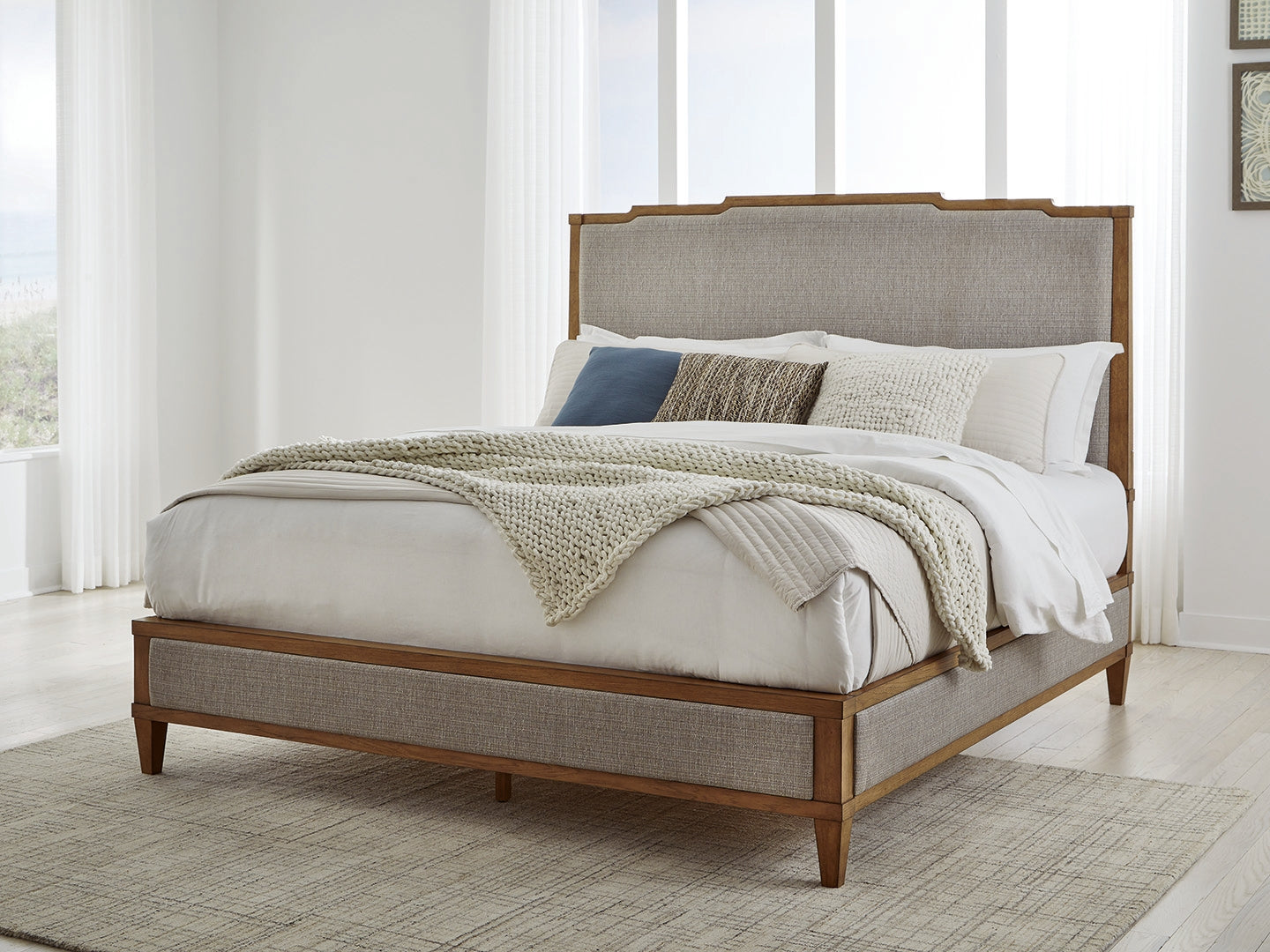 Bradenton Furniture Outlet - Ashley Furniture - Sharlance Bedroom - California King Upholstered Panel Bed / Light Brown - B895B7