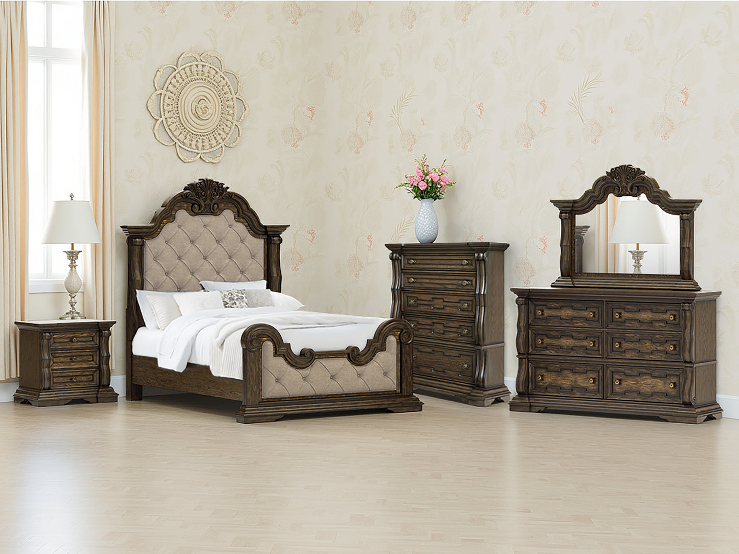 Bradenton Furniture Outlet - Ashley Furniture - Maylee Bedroom - Queen Upholstered Bed / Dark Brown - B947B2