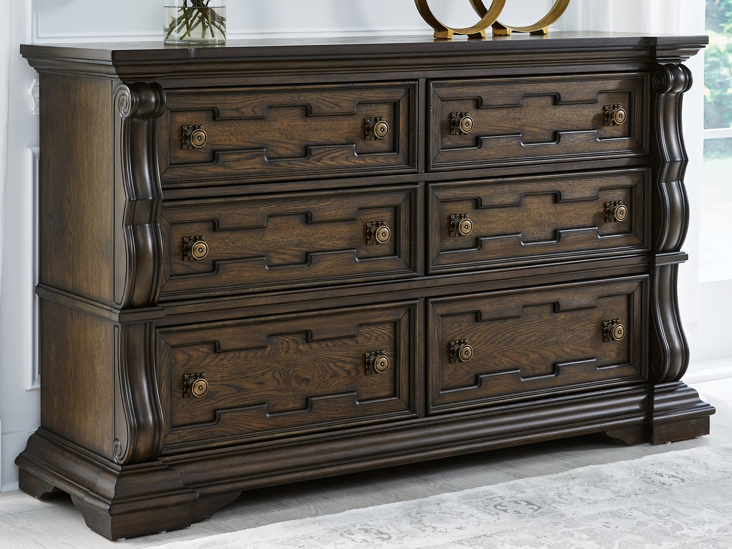 Bradenton Furniture Outlet - Ashley Furniture - Maylee Bedroom - Dresser and Mirror / Dark Brown - B947B1