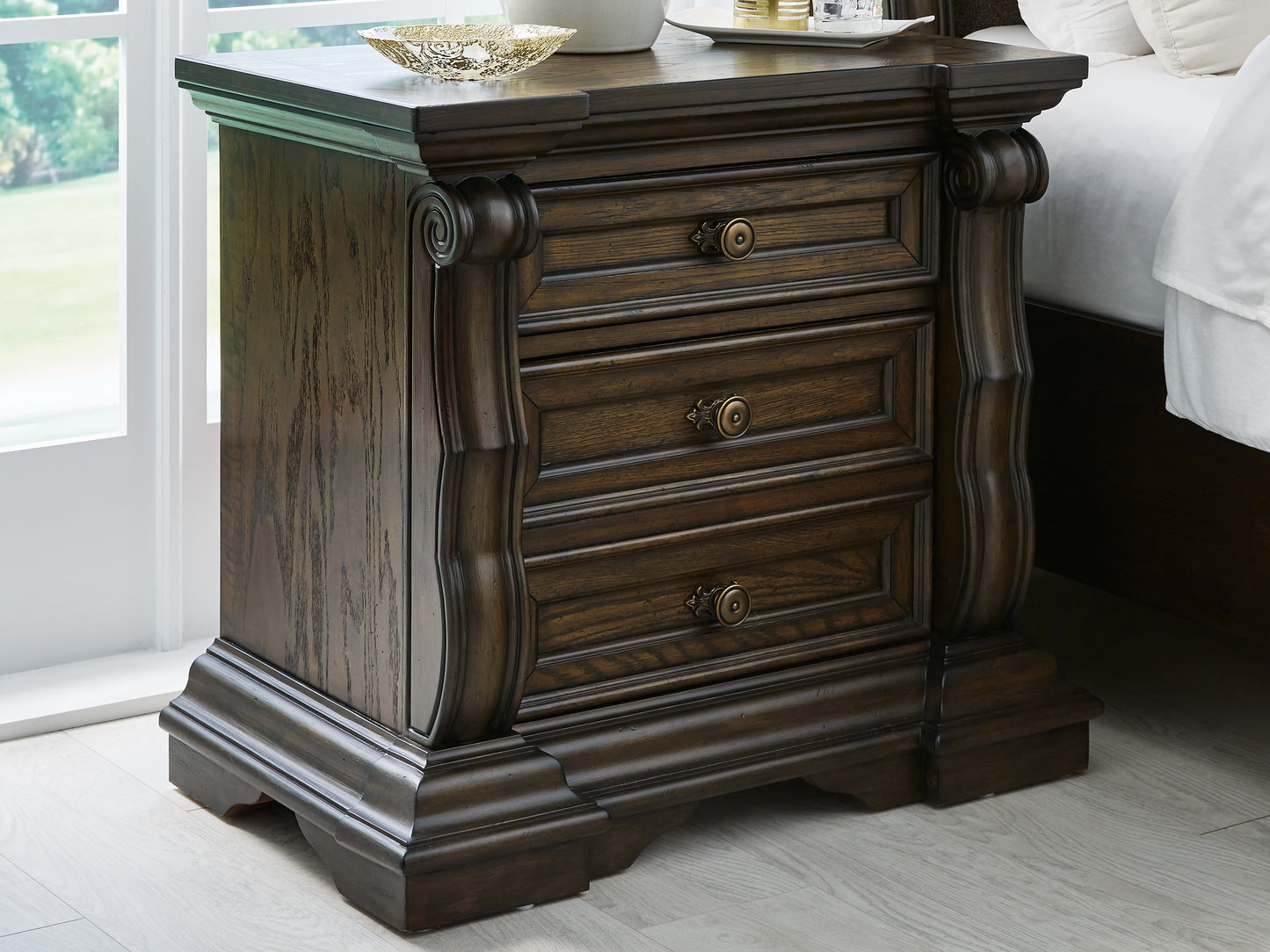 Bradenton Furniture Outlet - Ashley Furniture - Maylee Bedroom - Three Drawer Night Stand / Dark Brown - B947-93