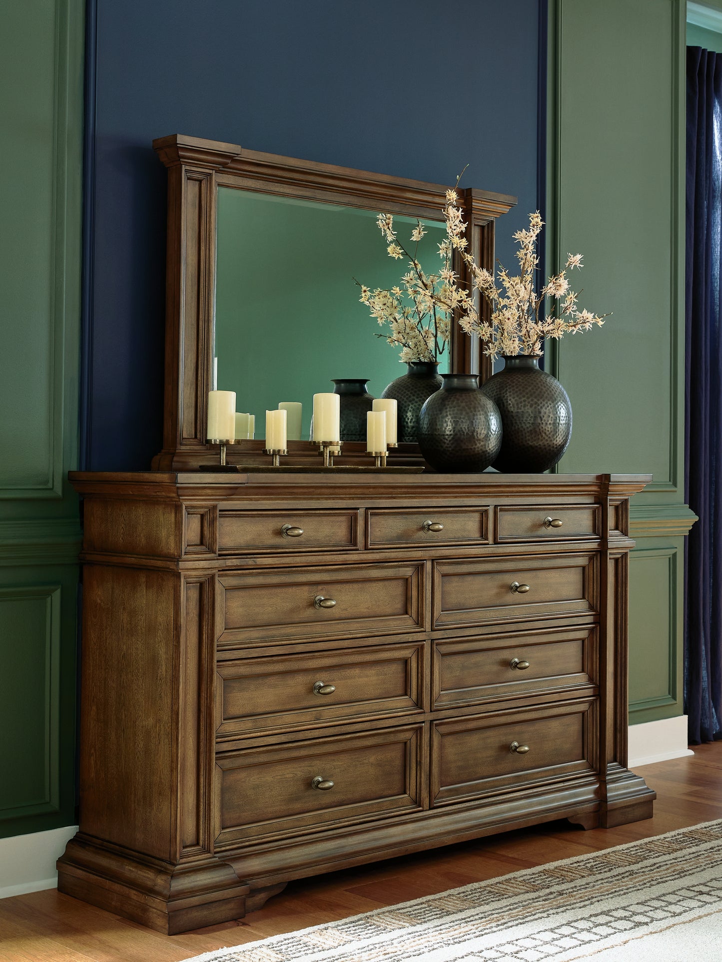 Bradenton Furniture Outlet - Ashley Furniture - Frantanna Bedroom - Dresser and Mirror / Brown - PCB949B1