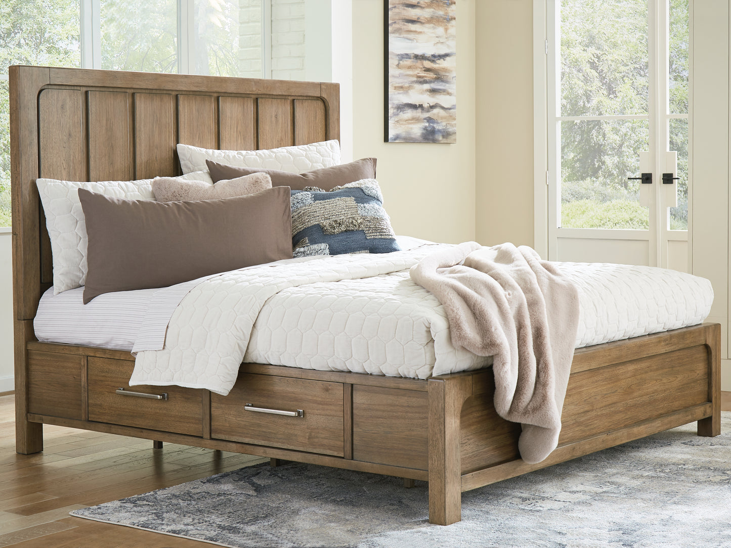 Bradenton Furniture Outlet - Ashley Furniture - Cabalynn Bedroom - California King Panel Bed with Storage / Light Brown - B974B9