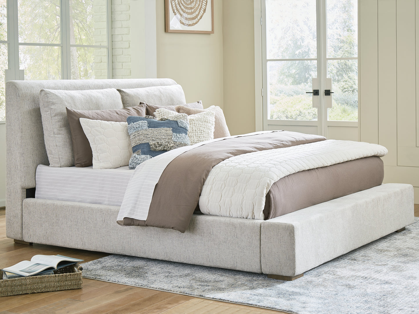 Bradenton Furniture Outlet - Ashley Furniture - Cabalynn Bedroom - Queen Upholstered Bed / Light Brown - B974B2