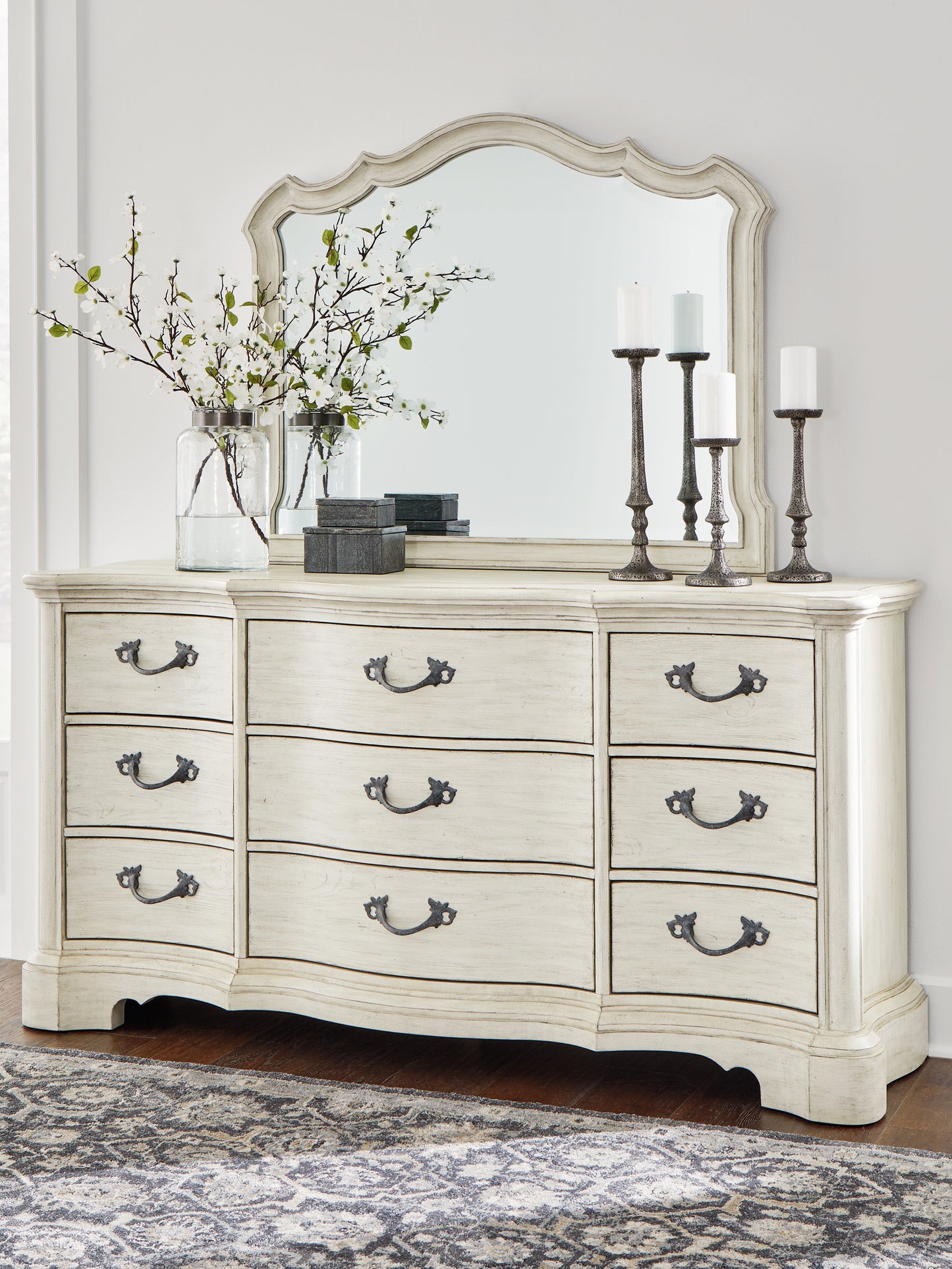 Bradenton Furniture Outlet - Ashley Furniture - Arlendyne Bedroom - Dresser and Mirror / Antique White - B980B1