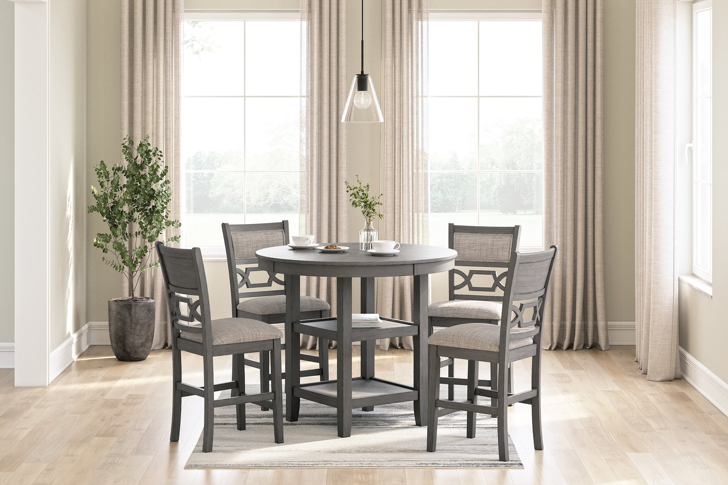 Bradenton Furniture Outlet - Ashley Furniture - Wrenning Dining Room - Dining Room Table Set (5/CN) / Gray - D425-225