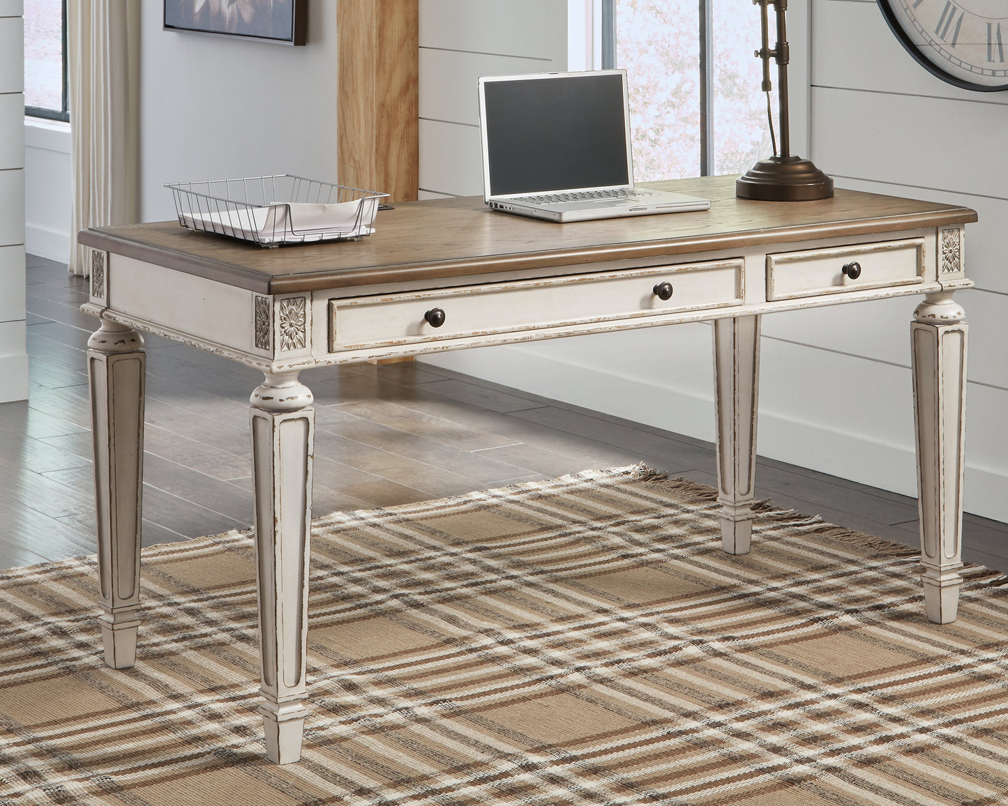 Bradenton Furniture Outlet - Ashley Furniture - Realyn Office Desk - Home Office Desk / White/Brown - H743-34