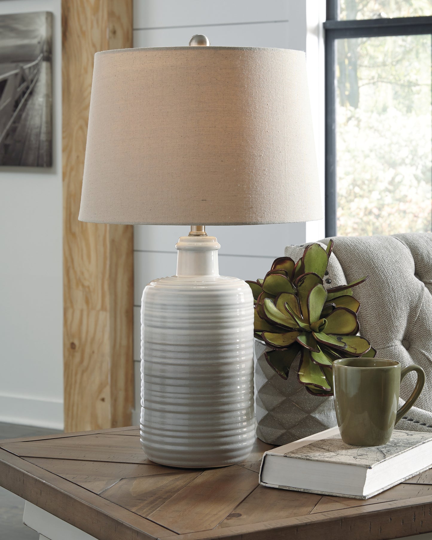 Bradenton Furniture Outlet - Ashley Furniture - Marnina Lighting - Ceramic Table Lamp (Set of 2) / Taupe - L121854