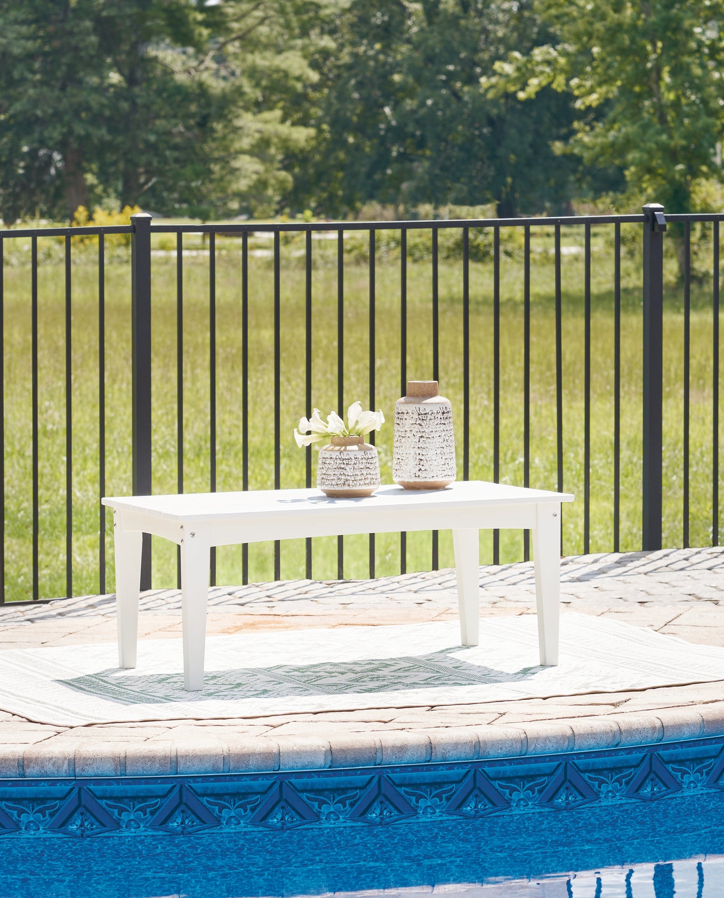 Bradenton Furniture Outlet - Ashley Furniture - Hyland wave Outdoor - Rectangular Cocktail Table / White - P111-701