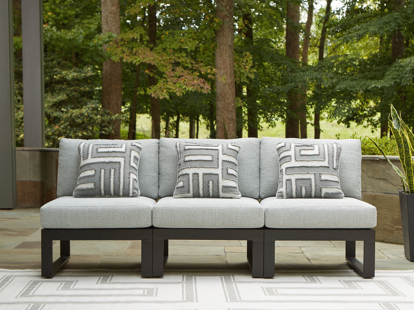 Bradenton Furniture Outlet - Ashley Furniture - Beachloft Outdoor - 3-Piece Outdoor Sectional / Black/Gray - P490P6