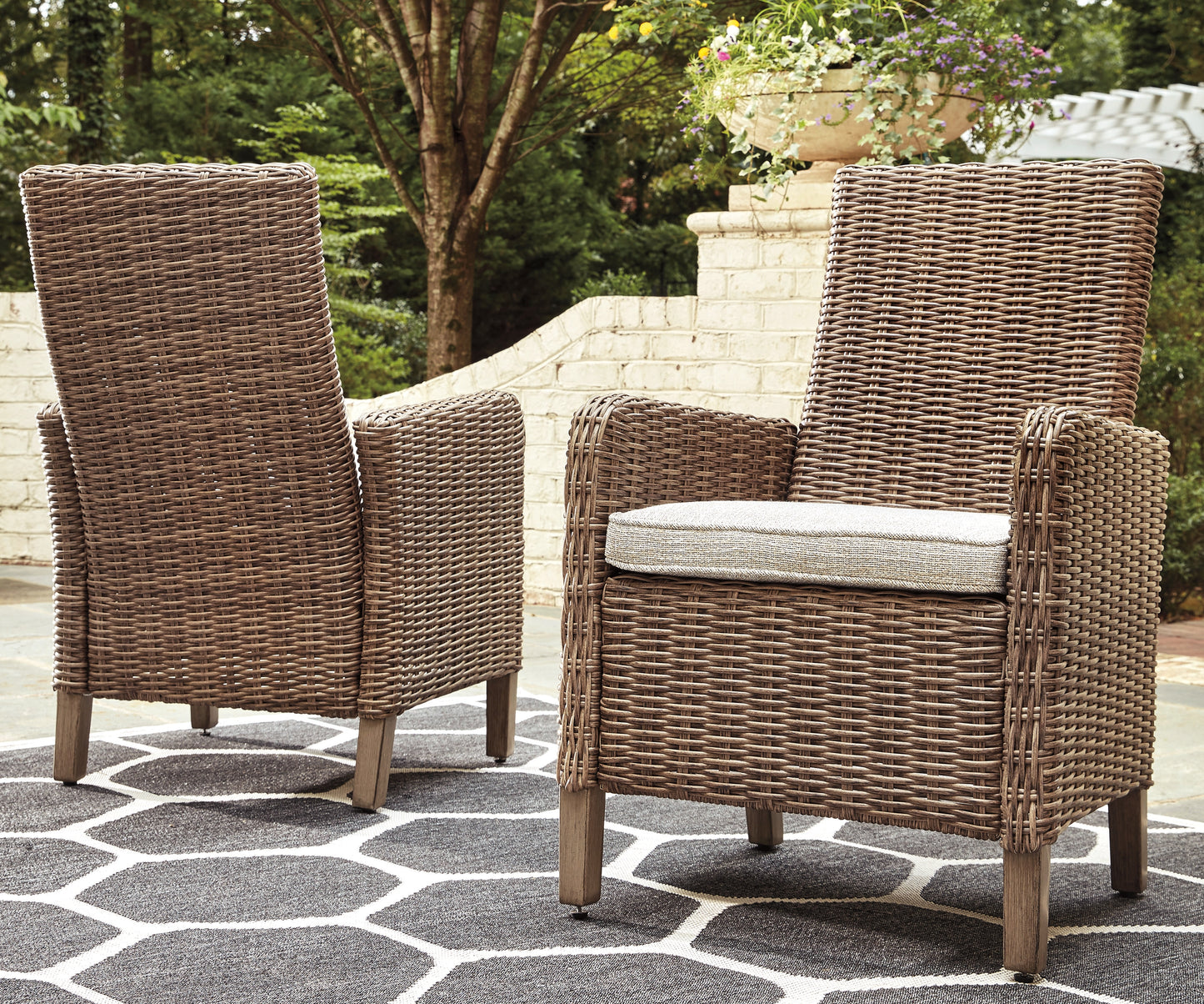 Bradenton Furniture Outlet - Ashley Furniture - Beachcroft Outdoor - Arm Chair With Cushion (Set of 2) / Beige - P791-601A