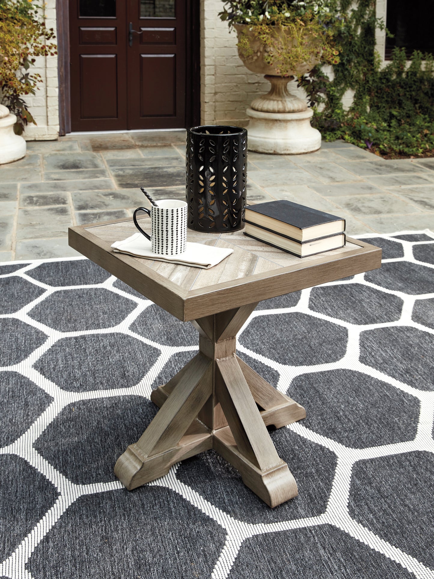 Bradenton Furniture Outlet - Ashley Furniture - Beachcroft Outdoor - Square End Table / Beige - P791-702