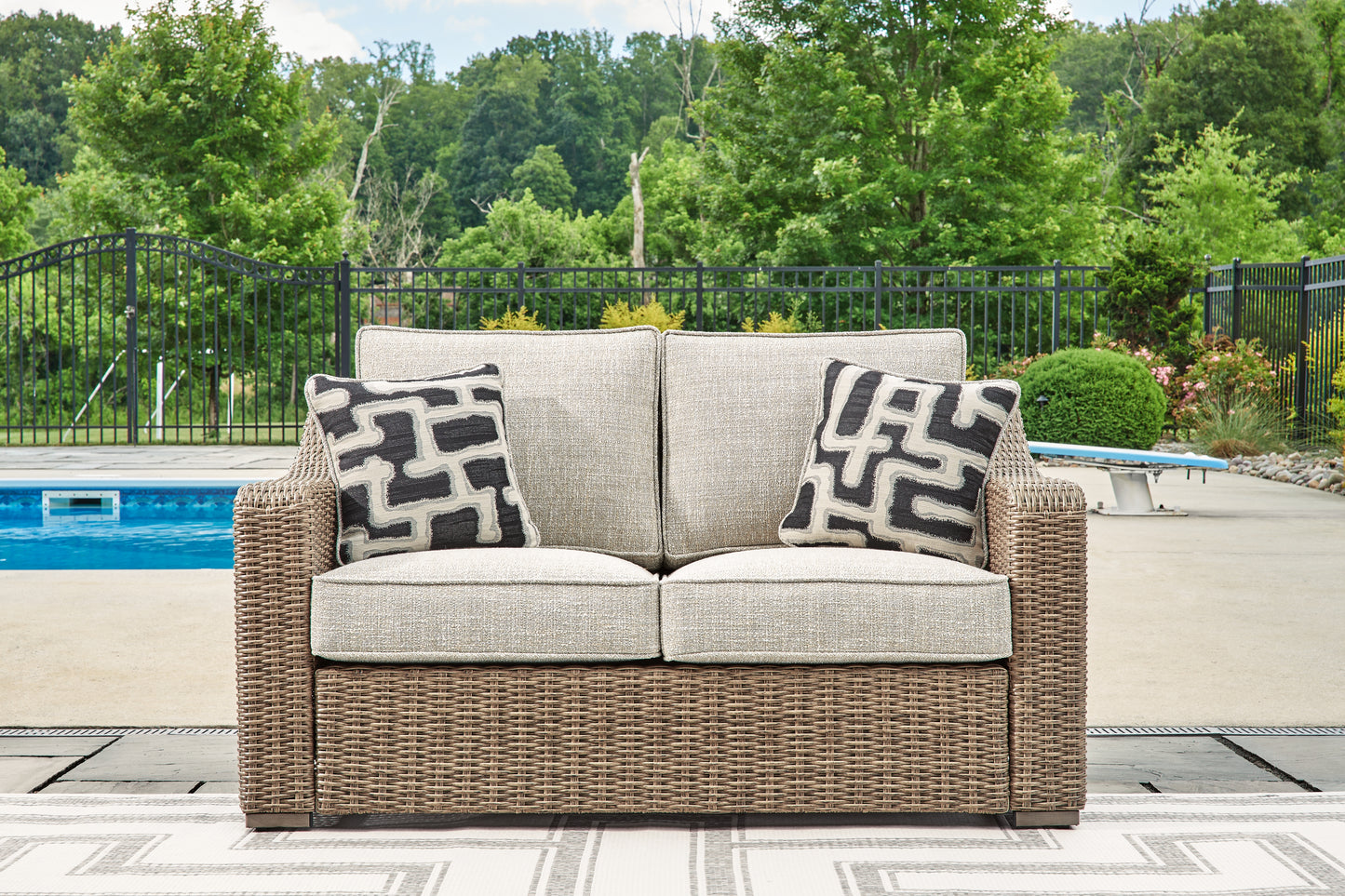Bradenton Furniture Outlet - Ashley Furniture - Beachcroft Outdoor - Loveseat w/Cushion / Beige - P791-835