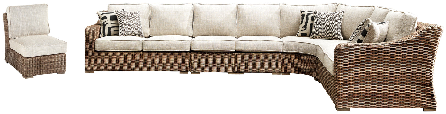 Bradenton Furniture Outlet - Ashley Furniture - Beachcroft Outdoor - 6-Piece Outdoor Seating Set / Beige - P791P11