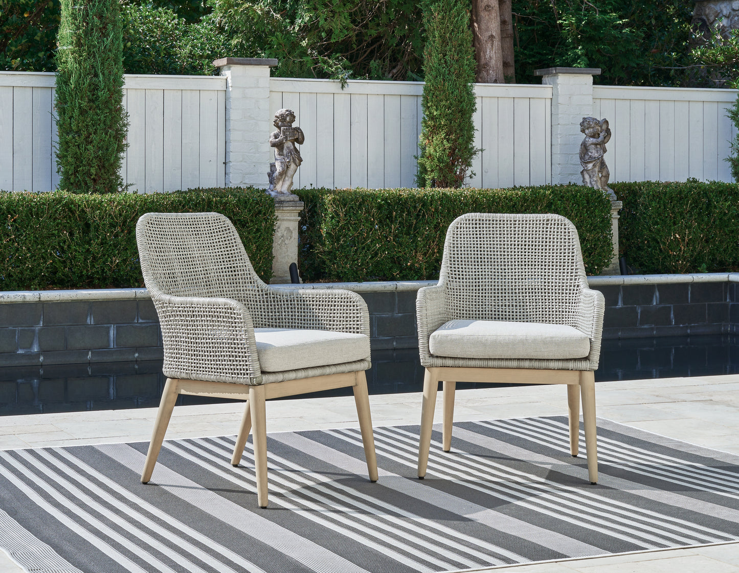 Bradenton Furniture Outlet - Ashley Furniture - Seton Creek Outdoor - Arm Chair With Cushion (Set of 2) / Gray - P798-601A