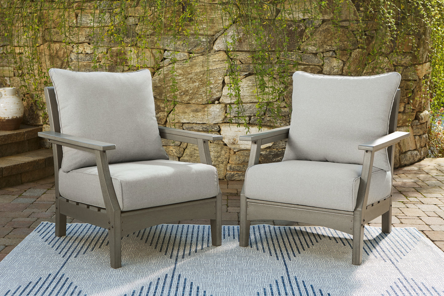 Bradenton Furniture Outlet - Ashley Furniture - Visola Outdoor - Lounge Chair w/Cushion (Set of 2) / Gray - P802-820