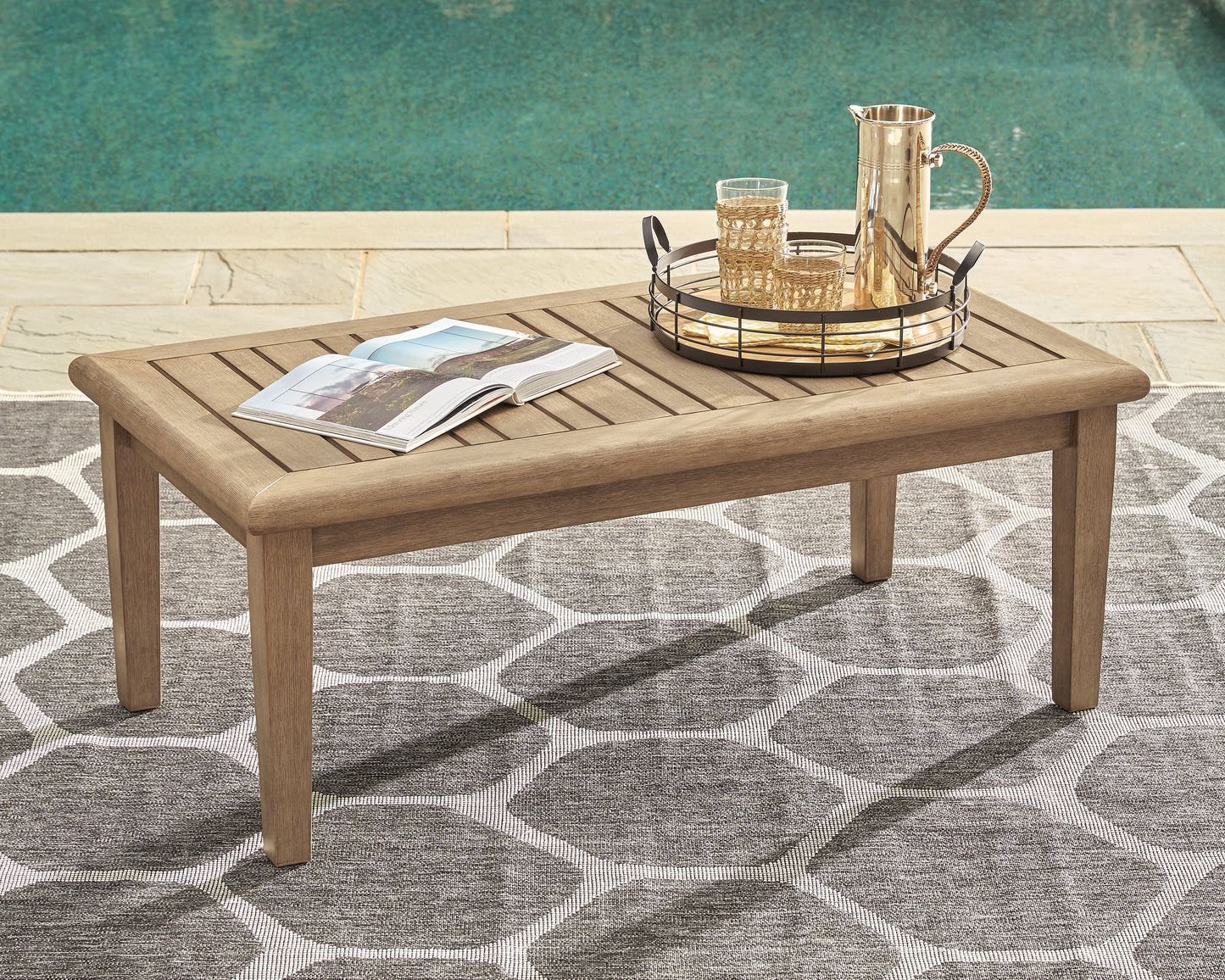 Bradenton Furniture Outlet - Ashley Furniture - Gerianne Outdoor - Rectangular Cocktail Table / Grayish Brown - P805-701
