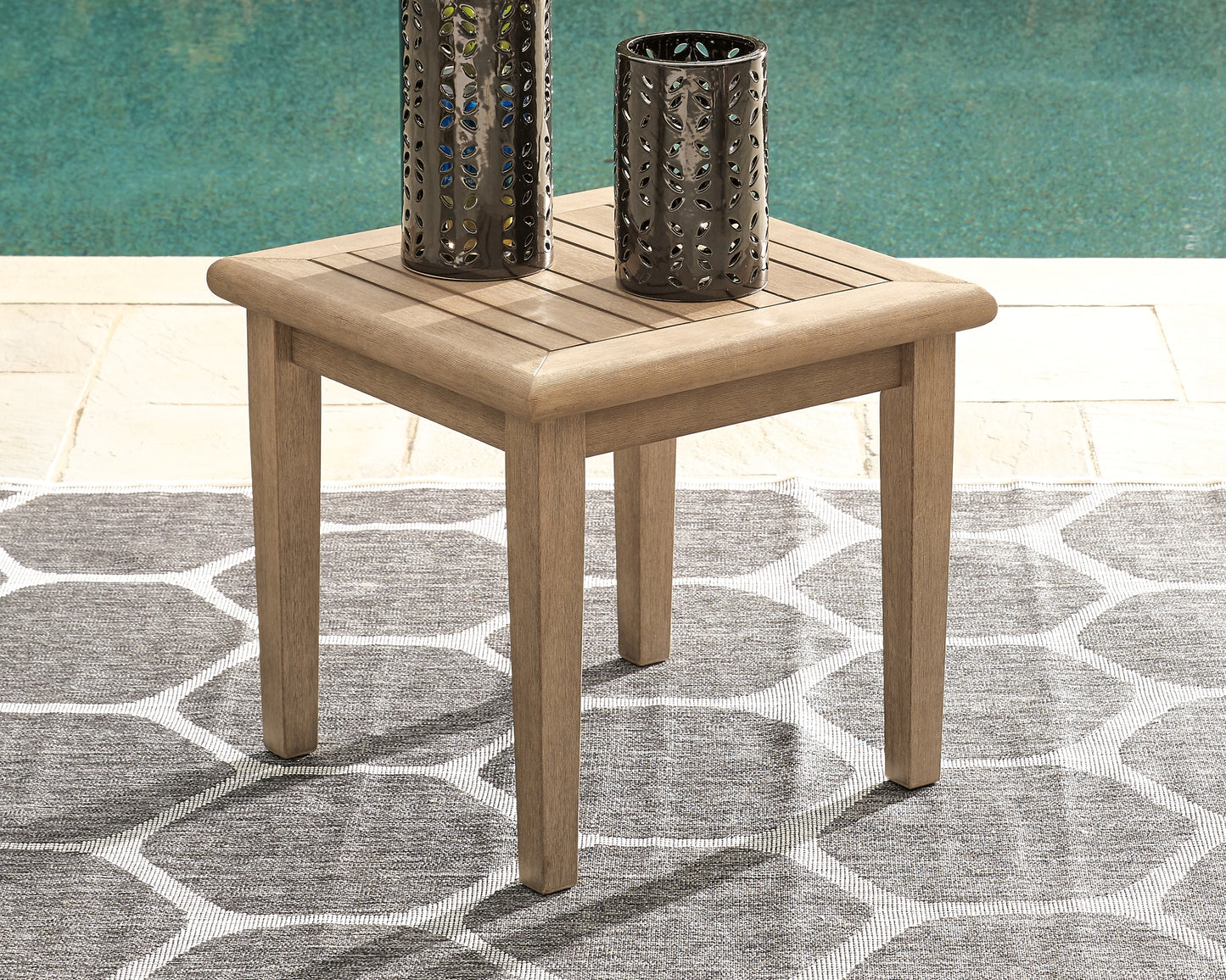 Bradenton Furniture Outlet - Ashley Furniture - Gerianne Outdoor - Square End Table / Grayish Brown - P805-702