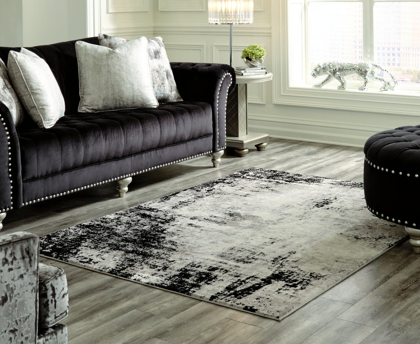 Bradenton Furniture Outlet - Ashley Furniture - Zekeman Rug - 7'10" x 10' Rug / Black/Cream/Gray - R404921