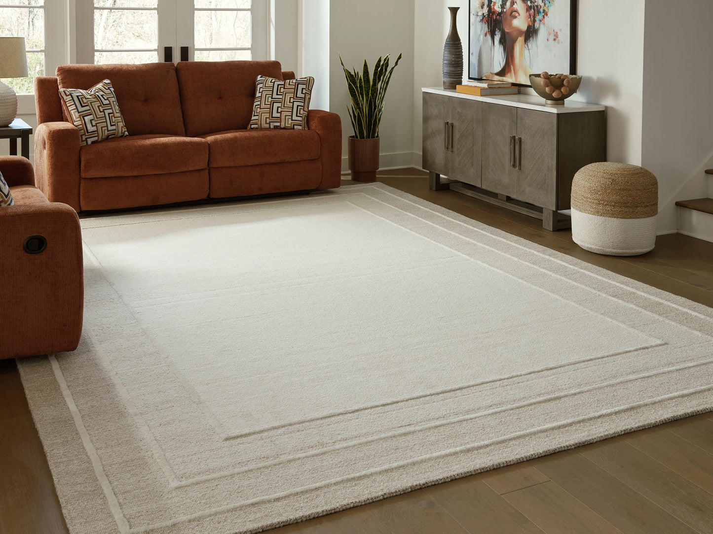 Bradenton Furniture Outlet - Ashley Furniture - Teelgan Rug - Medium Rug / Ivory/Tan - R407312