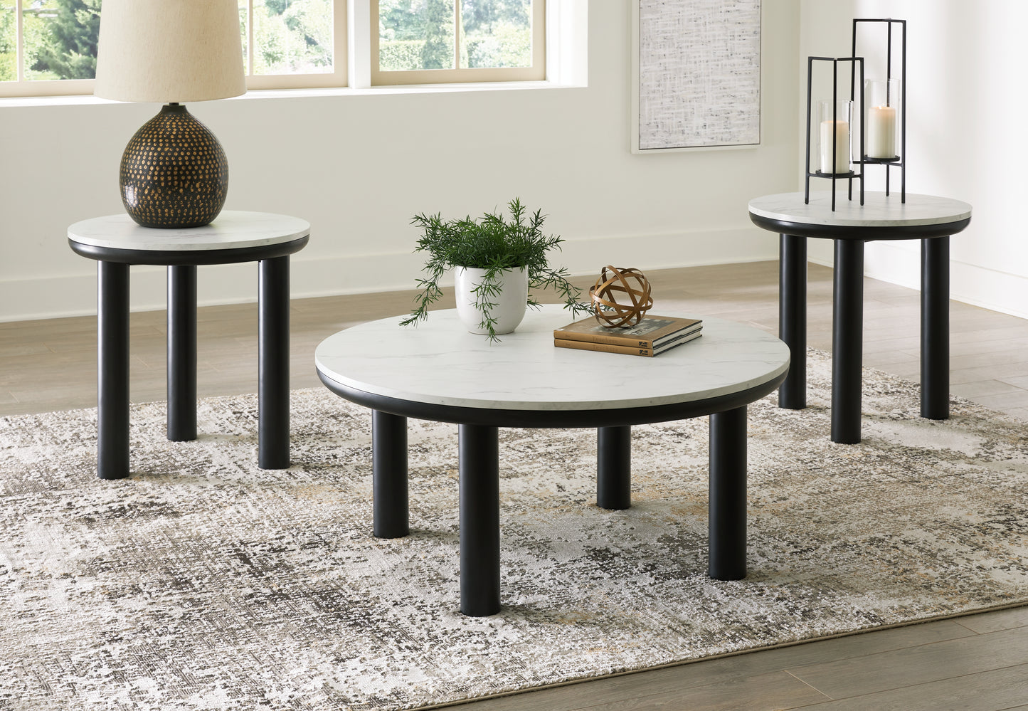 Bradenton Furniture Outlet - Ashley Furniture - Xandrum Table (Set of 3) - Occasional Table Set (3/CN) / Black/White - T159-13