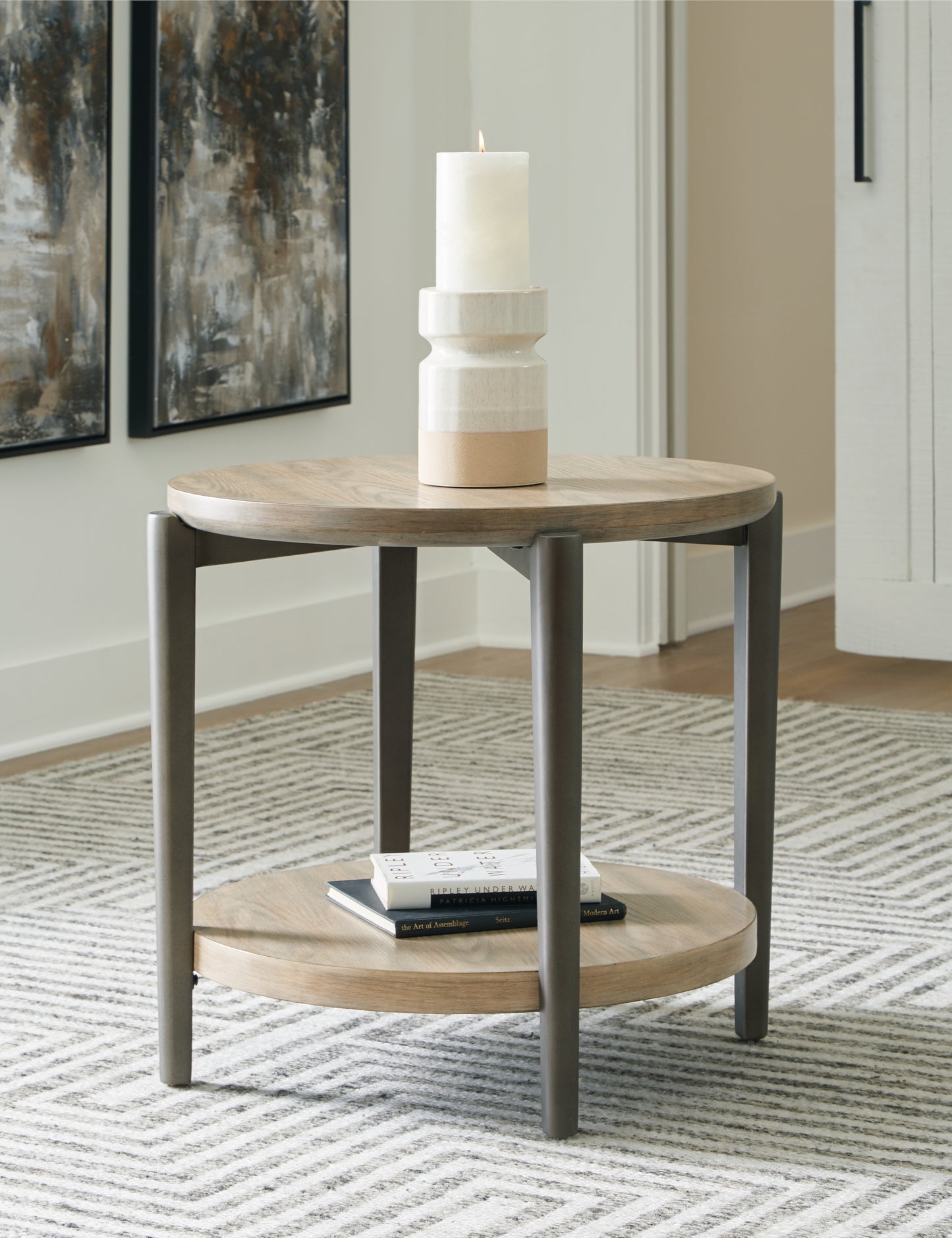 Bradenton Furniture Outlet - Ashley Furniture - Dyonton End Table - Round End Table / Light Grayish Brown - T574-6