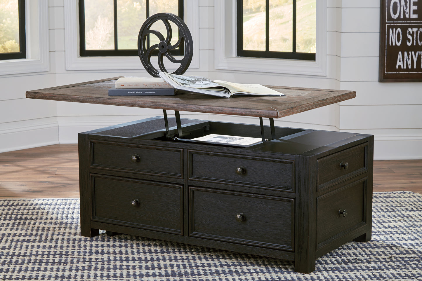Bradenton Furniture Outlet - Ashley Furniture - Tyler Creek Coffee Table with Lift Top - Lift Top Cocktail Table / Grayish Brown/Black - T736-20