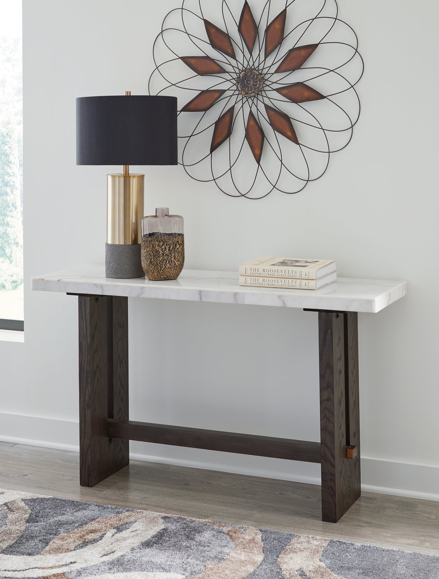 Bradenton Furniture Outlet - Ashley Furniture - Burkhaus Sofa Table - Sofa Table / White/Dark Brown - T779-4