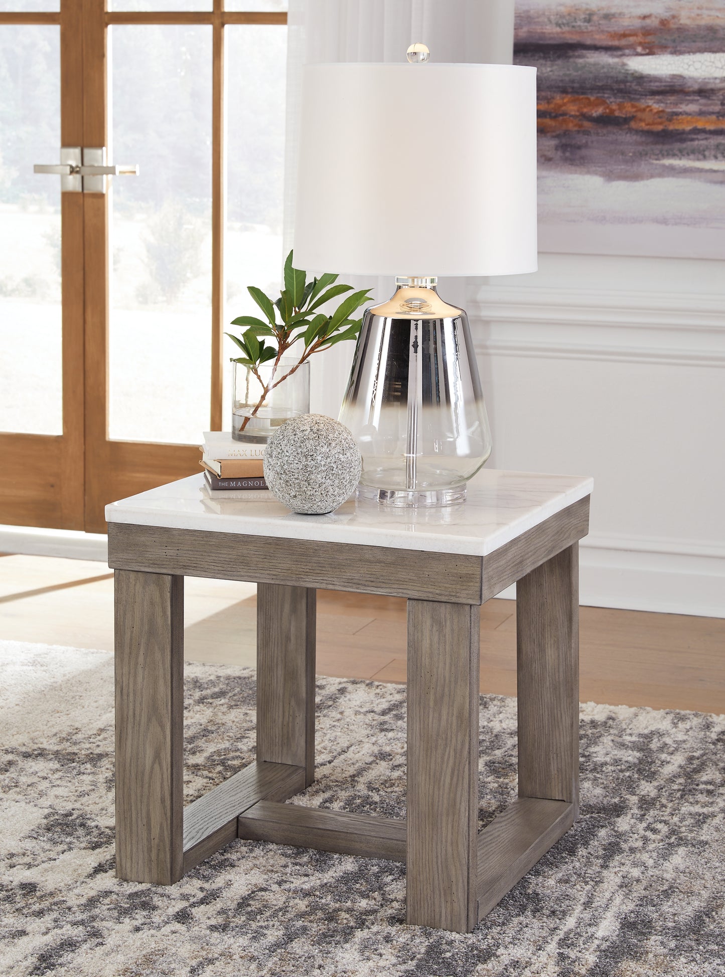 Bradenton Furniture Outlet - Ashley Furniture - Loyaska End Table - Rectangular End Table / Grayish Brown/White - T854-3