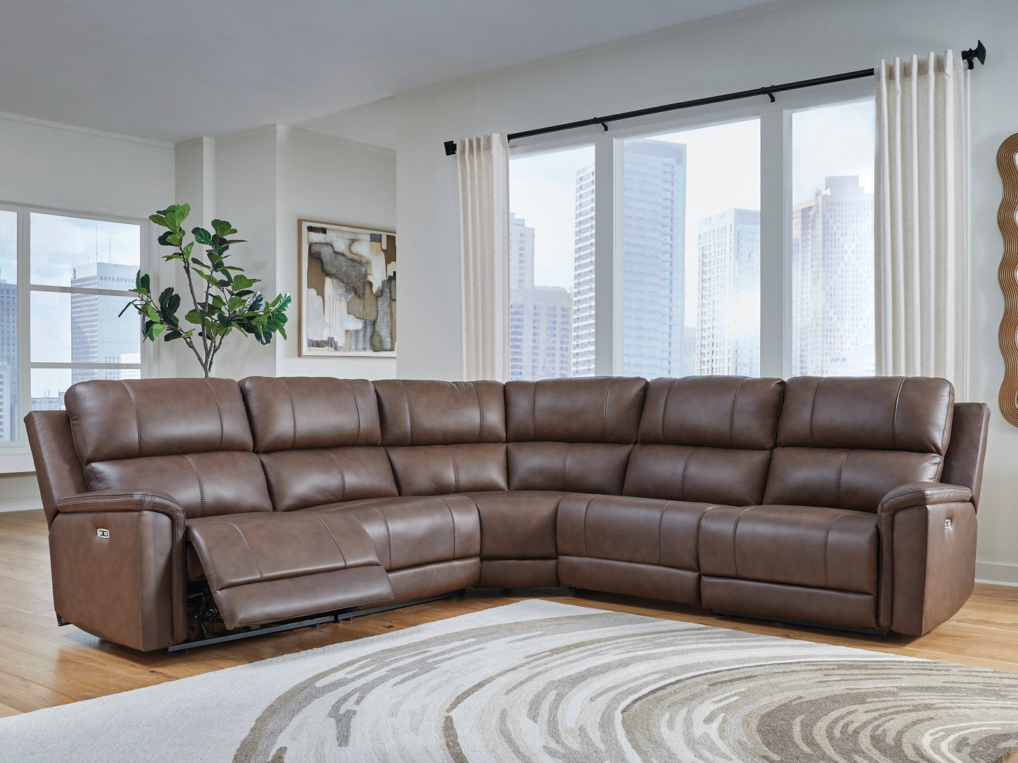 Bradenton Furniture Outlet - Ashley Furniture - Bleckley Sectional - 5-Piece Power Reclining Sectional / Espresso - PCU12001S4
