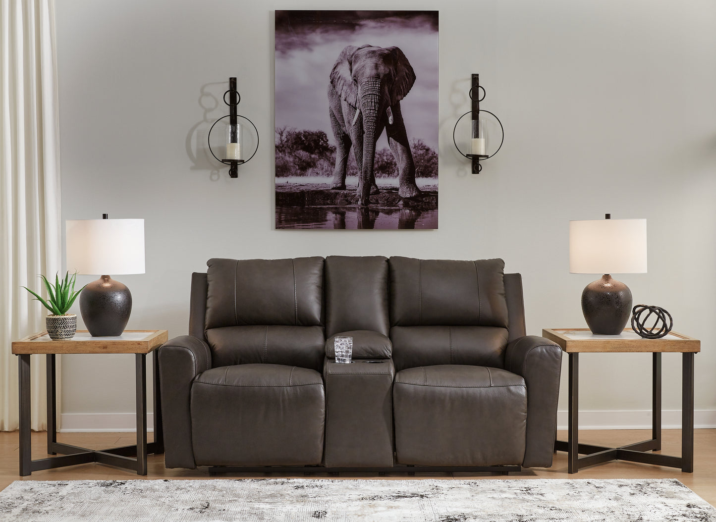 Bradenton Furniture Outlet - Ashley Furniture - Boxmere Living Room - DBL REC PWR Loveseat w/Console / Storm - U1310096
