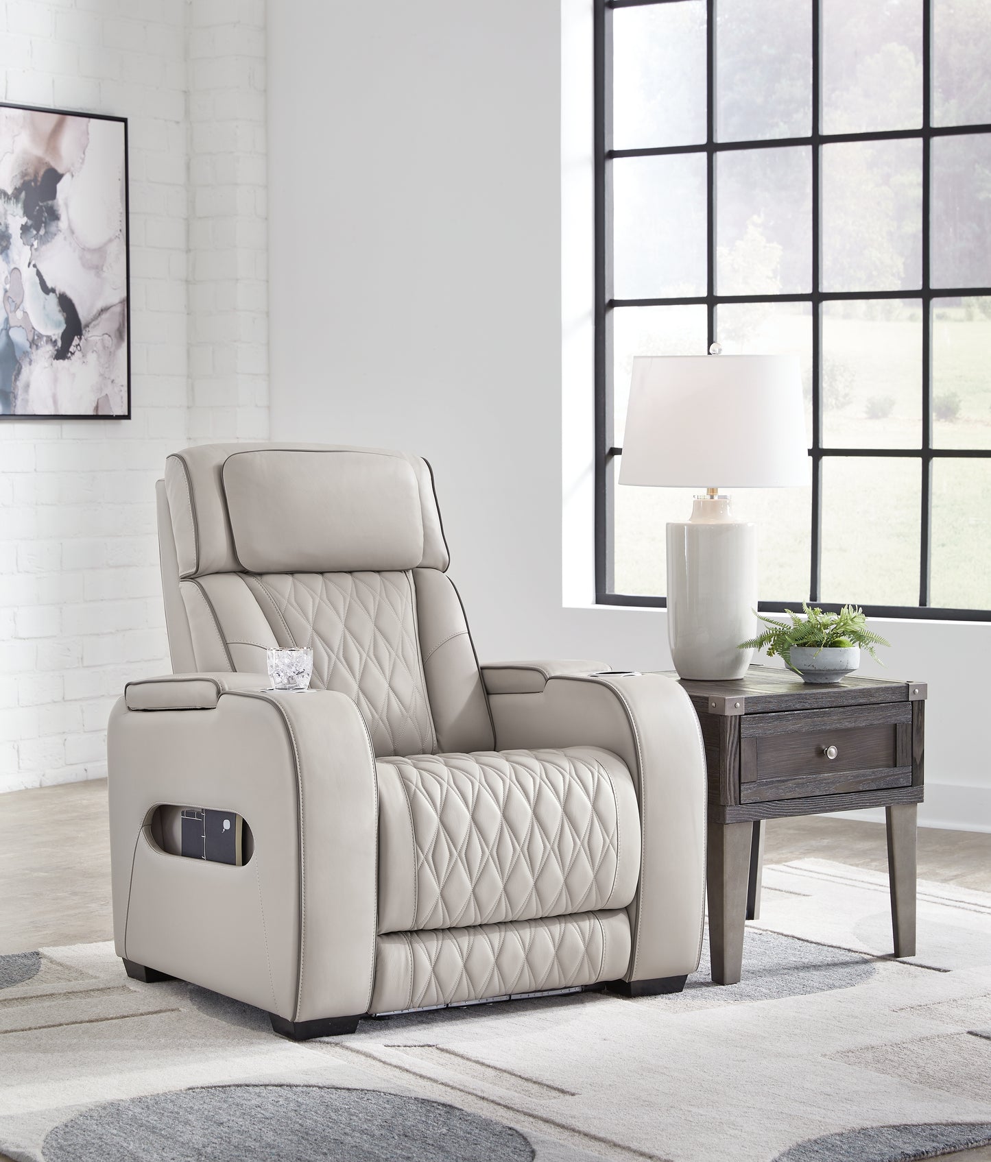 Bradenton Furniture Outlet - Ashley Furniture - Boyington Living Room - PWR Recliner/ADJ Headrest / Gray - U2710513