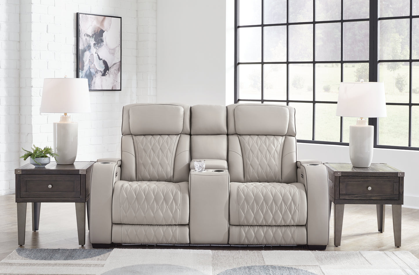 Bradenton Furniture Outlet - Ashley Furniture - Boyington Living Room - PWR REC Loveseat/CON/ADJ HDRST / Gray - U2710518