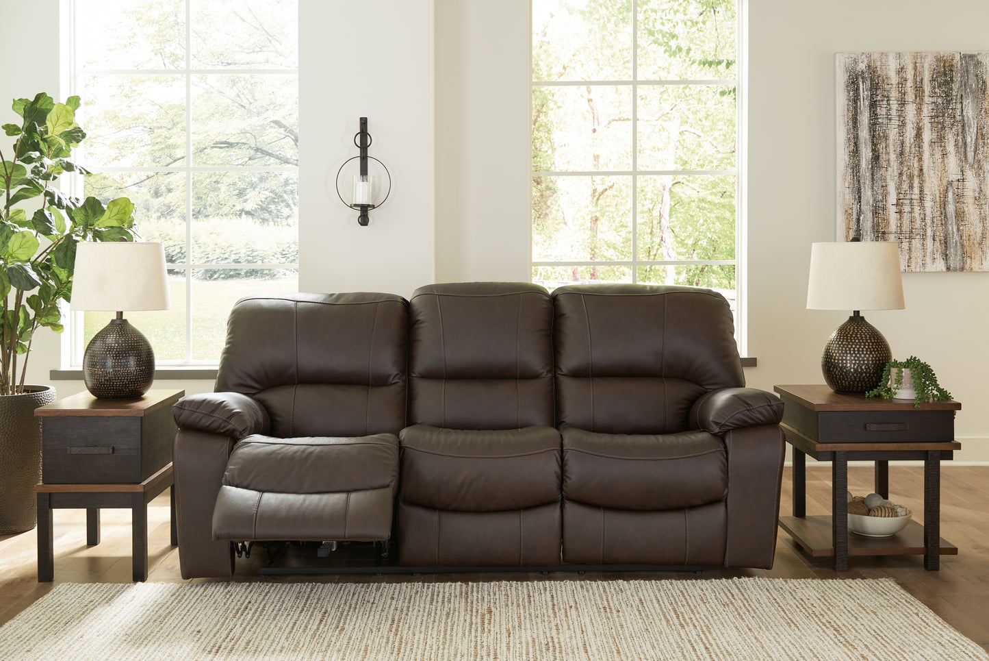 Bradenton Furniture Outlet - Ashley Furniture - Leesworth Living Room - Reclining Power Sofa / Dark Brown - U4380887