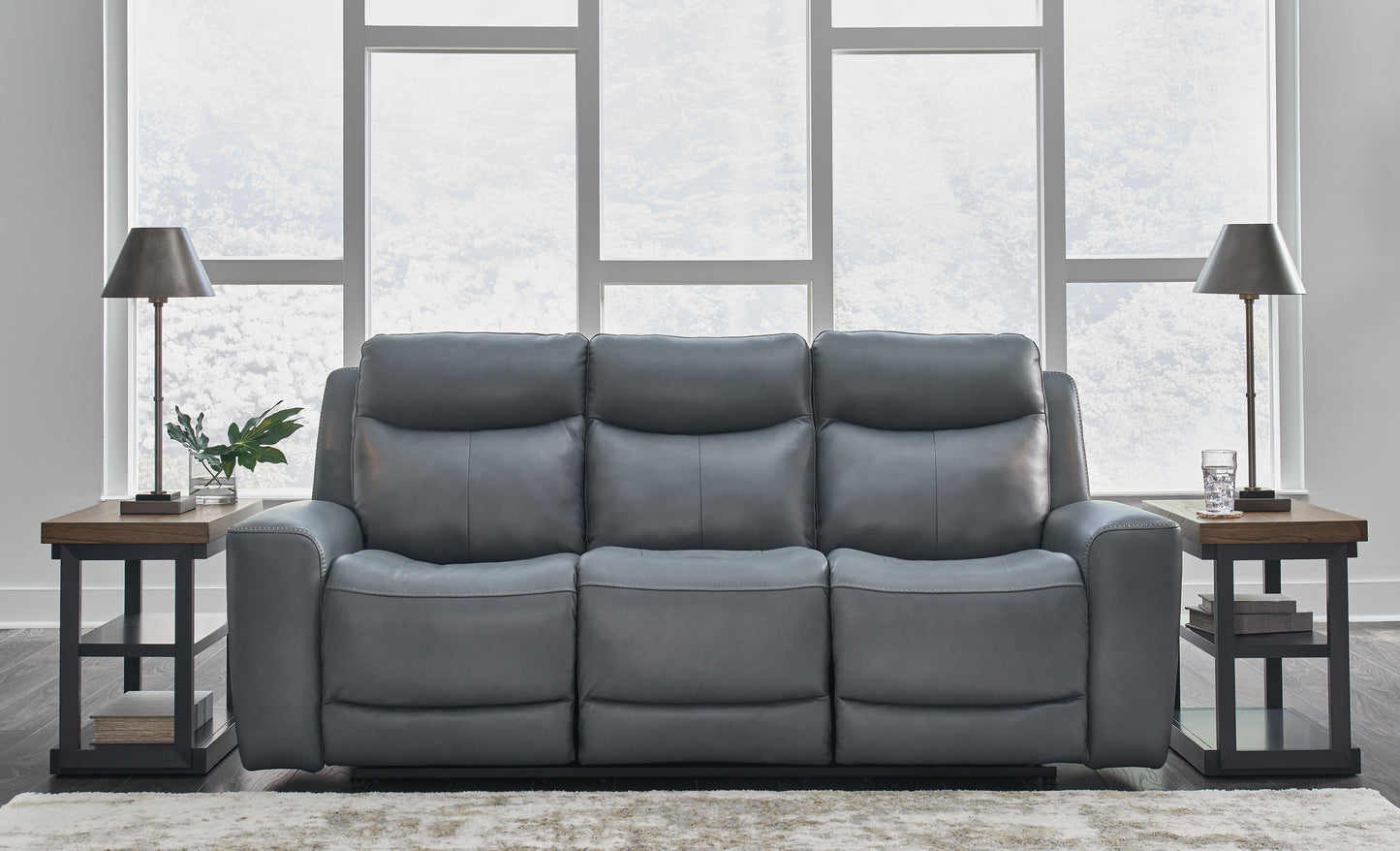 Bradenton Furniture Outlet - Ashley Furniture - Mindanao Living Room - PWR REC Sofa with ADJ Headrest / Steel - U5950415