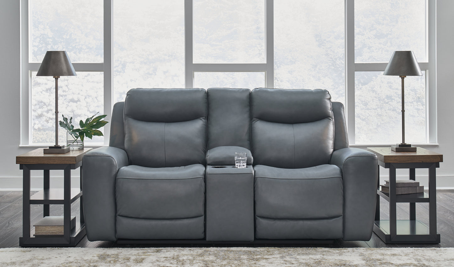 Bradenton Furniture Outlet - Ashley Furniture - Mindanao Living Room - PWR REC Loveseat/CON/ADJ HDRST / Steel - U5950418