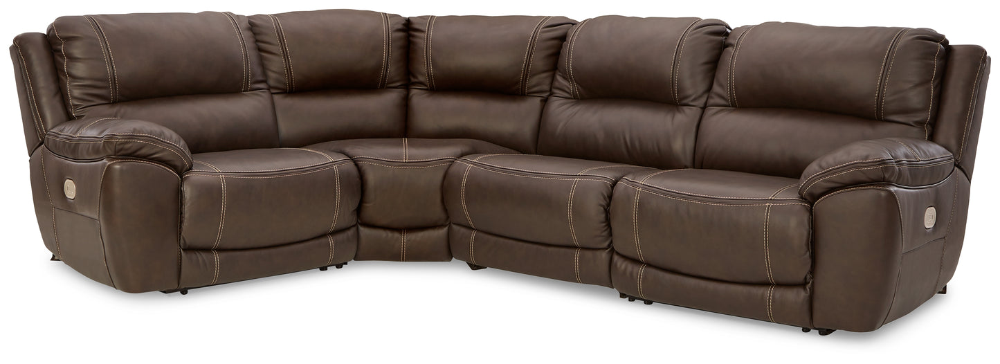 Bradenton Furniture Outlet - Ashley Furniture - Dunleith Sectional - 4-Piece Power Reclining Sectional / Chocolate - U71604S6