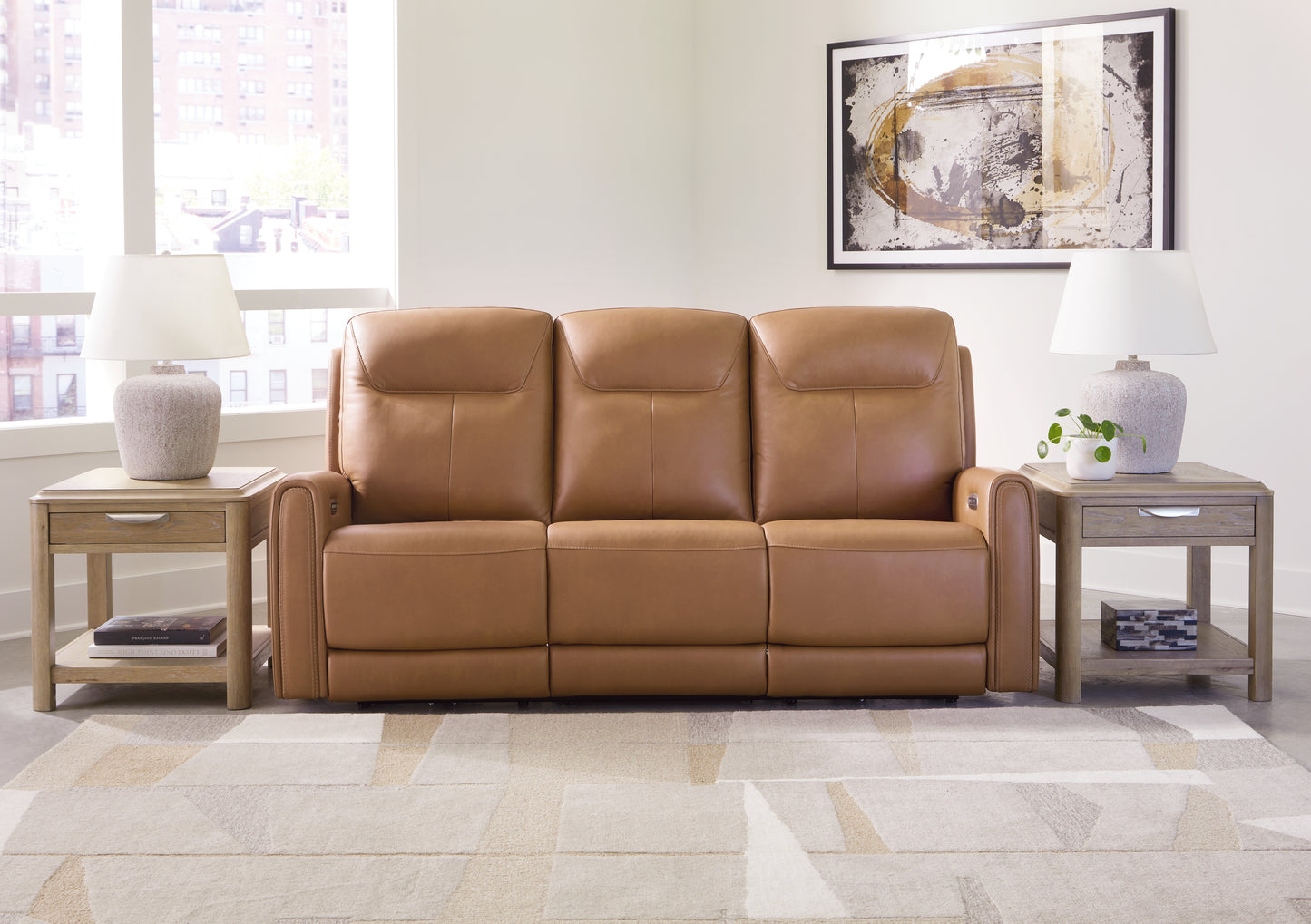 Bradenton Furniture Outlet - Ashley Furniture - Tryanny Living Room - PWR REC Sofa with ADJ Headrest / Butterscotch - U9370415