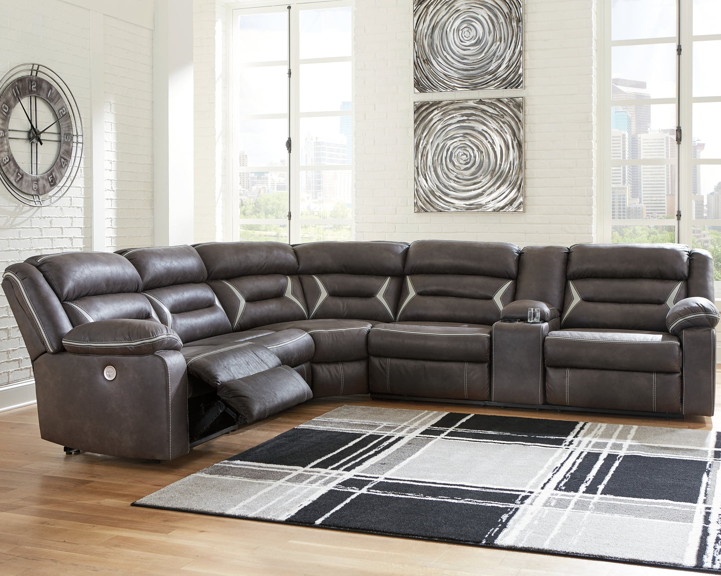 Bradenton Furniture Outlet - Ashley Furniture - Kincord Sectional - 5-Piece Power Reclining Sectional / Midnight - 13104S6