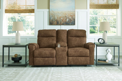 Bradenton Furniture Outlet - Ashley Furniture - Edenwold Living Room - DBL Rec Loveseat w/Console / Brindle - 1380594