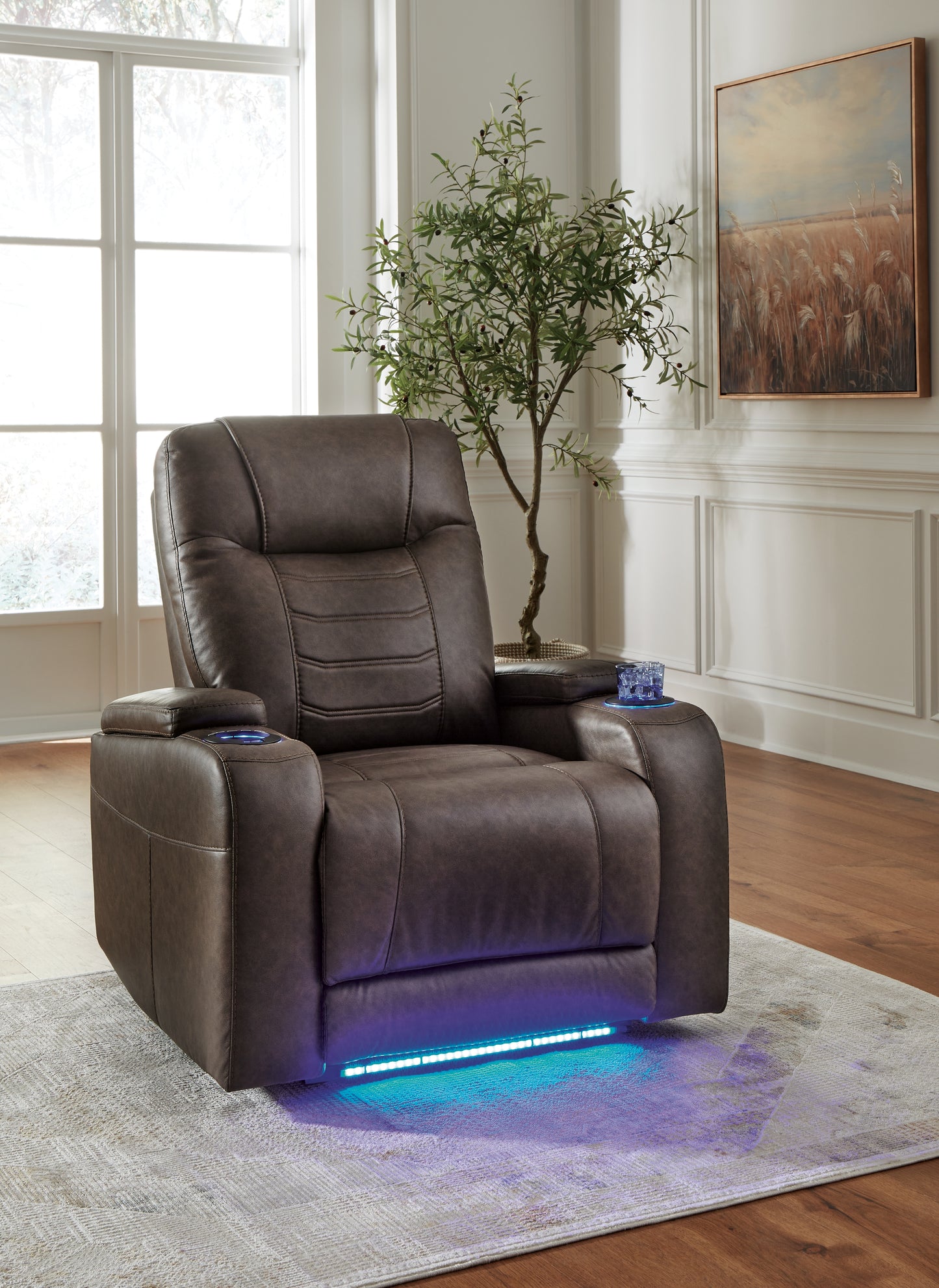 Bradenton Furniture Outlet - Ashley Furniture - Schooner Rocks Living Room - PWR Recliner/ADJ Headrest / Umber - 1610413
