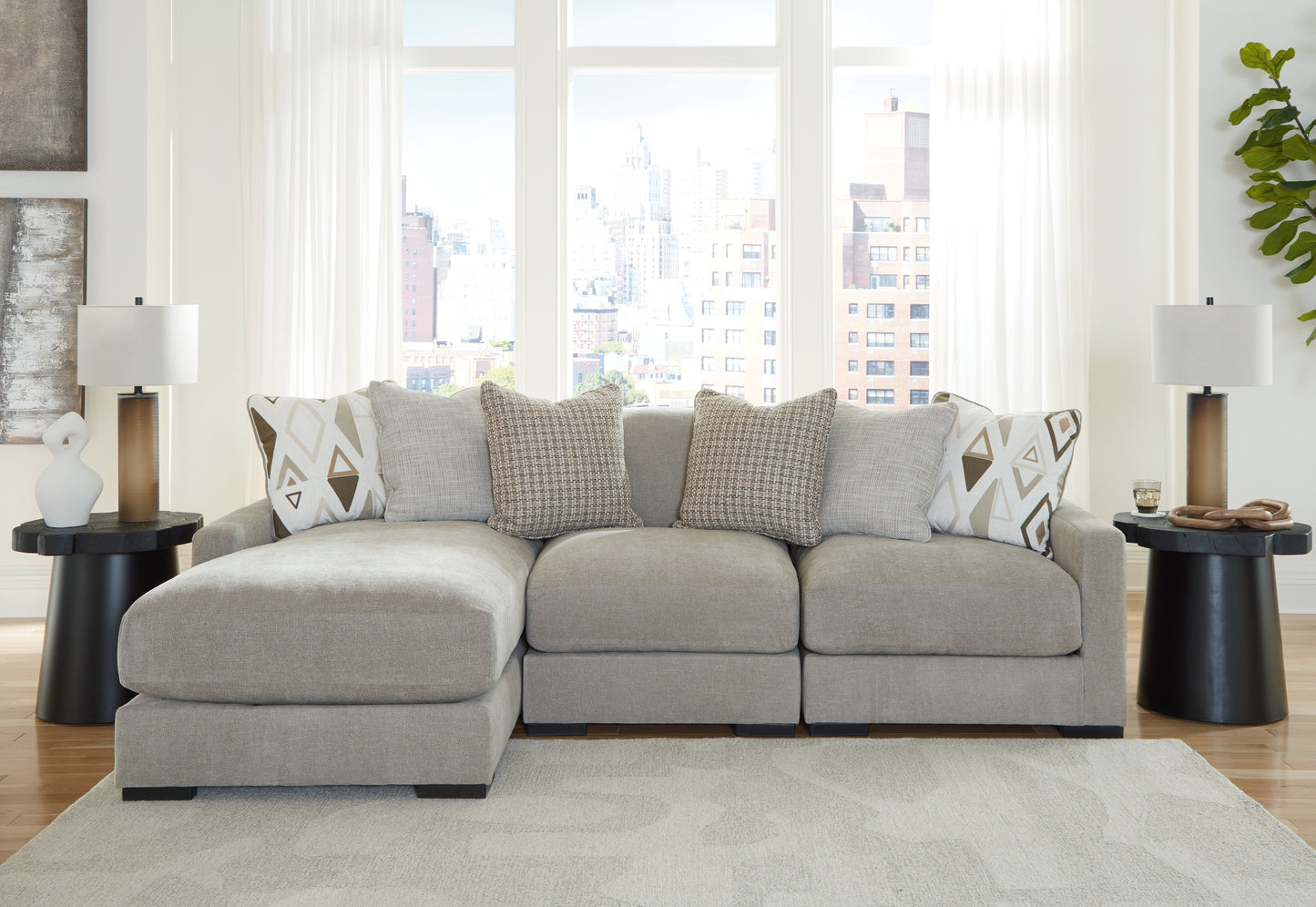 Bradenton Furniture Outlet - Ashley Furniture - Aslan Court Sectional - RAF 3-Piece Sofa Sectional with Chaise / Pebble - 20305S3